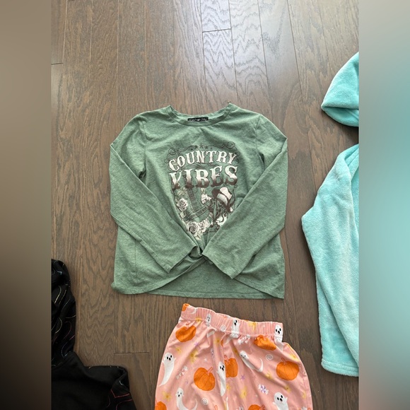 girls clothes lot size 10/12 carebear unicorn hoodie pumpkin pants shirts - Picture 7 of 16